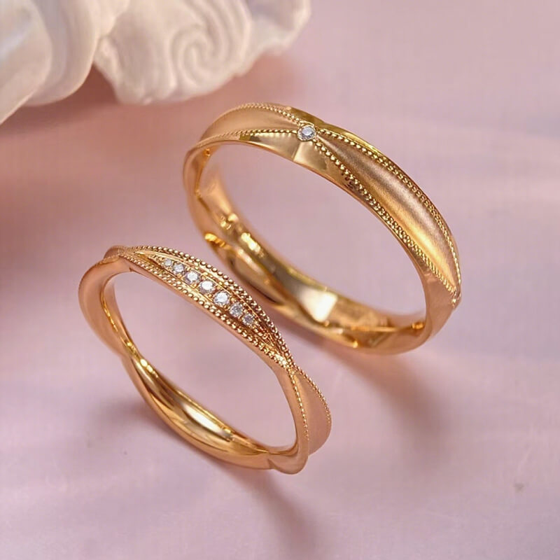 18K-Diamond Couple Rings