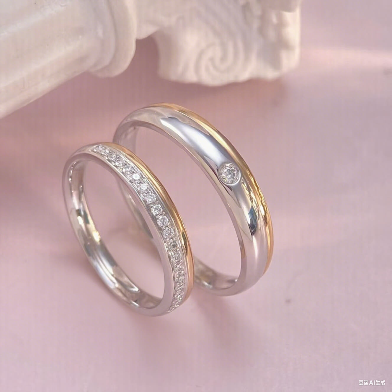 18K-Diamond Couple Rings