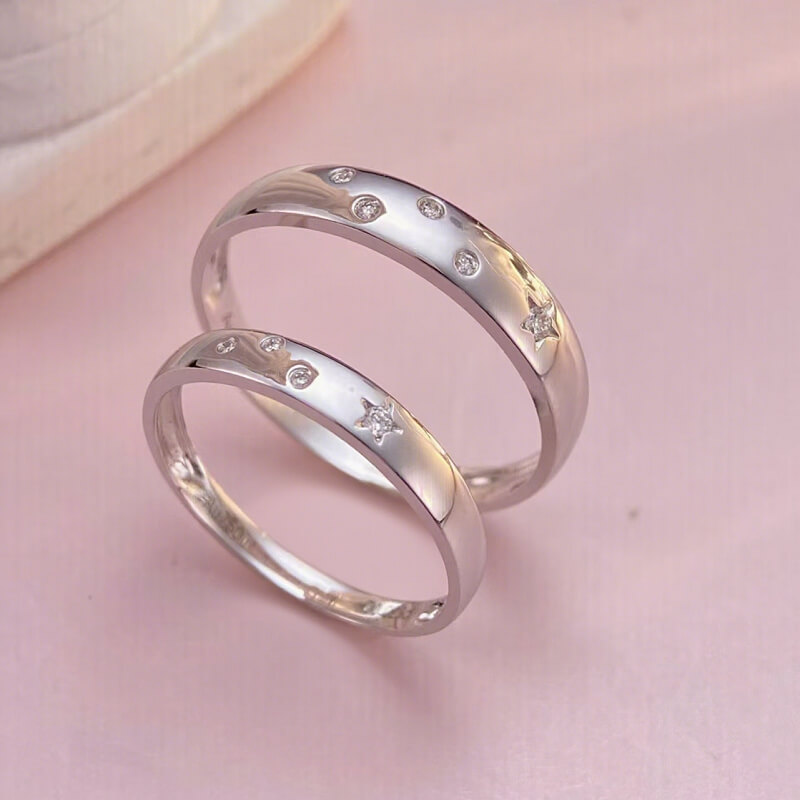 18K-Diamond Couple Rings