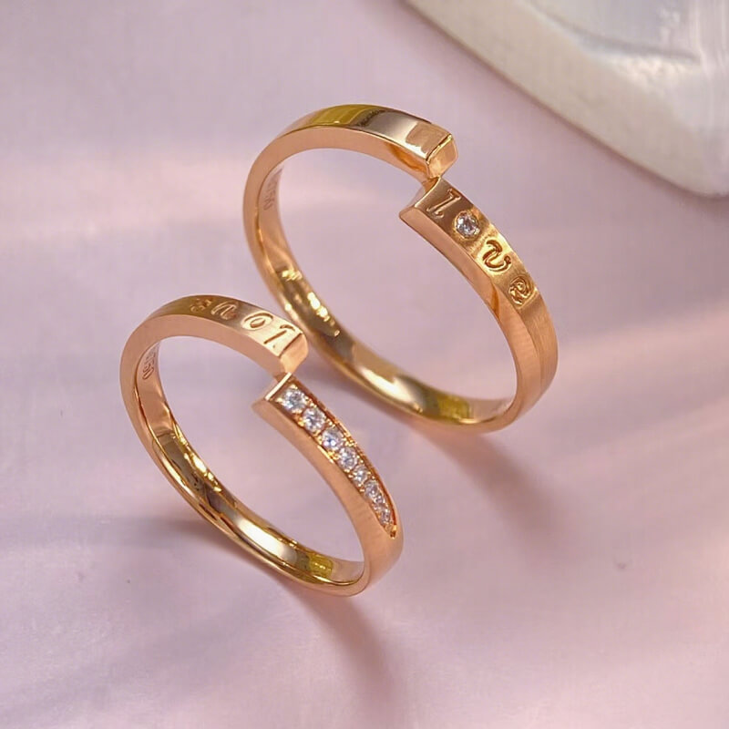18K-Diamond Couple Rings