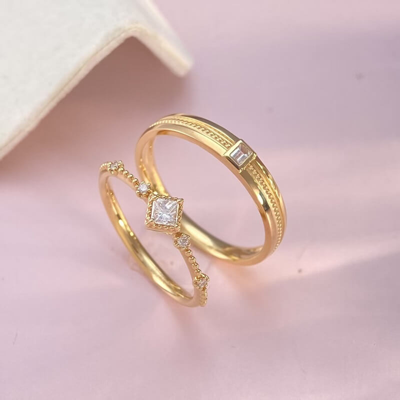 18K-Diamond Couple Rings