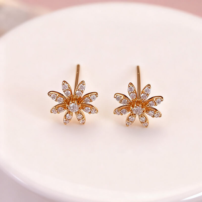 18K-Natural Diamond Earrings