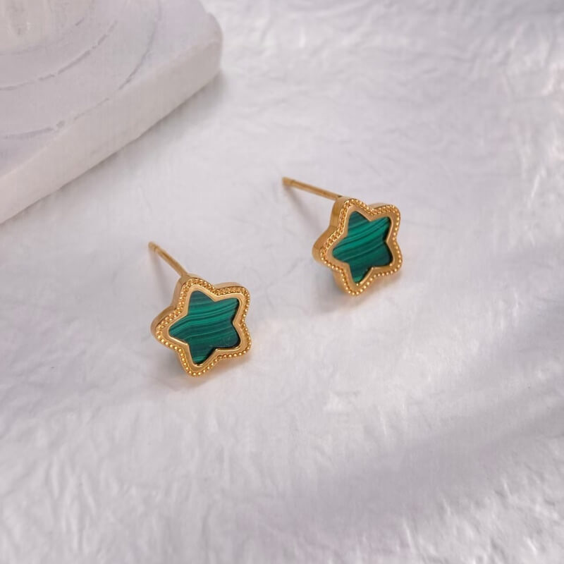 18K-Malachite Earrings CNC