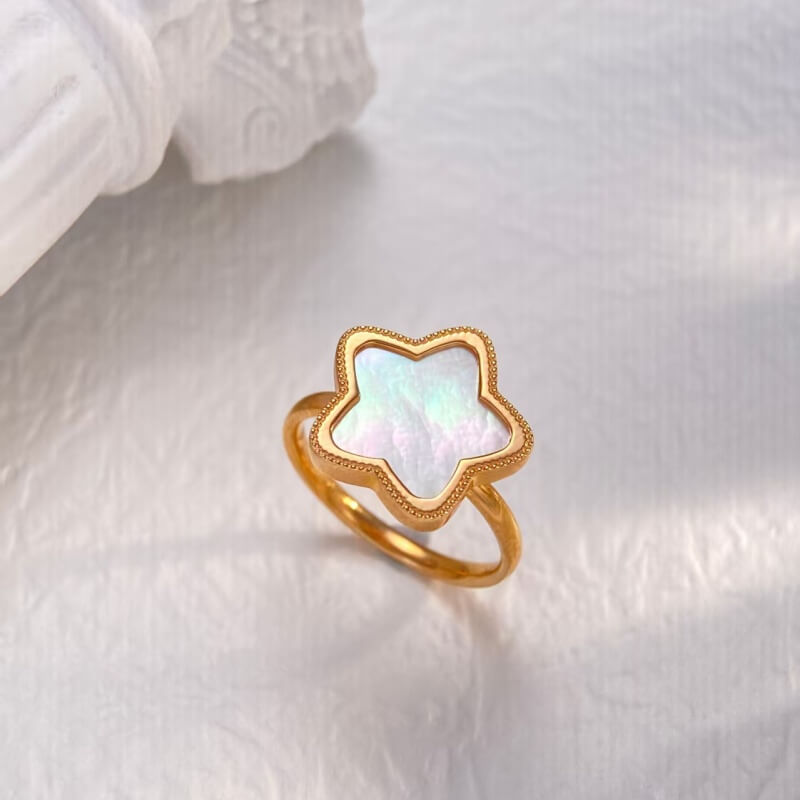 18K-Mother of Pearl Ring CNC